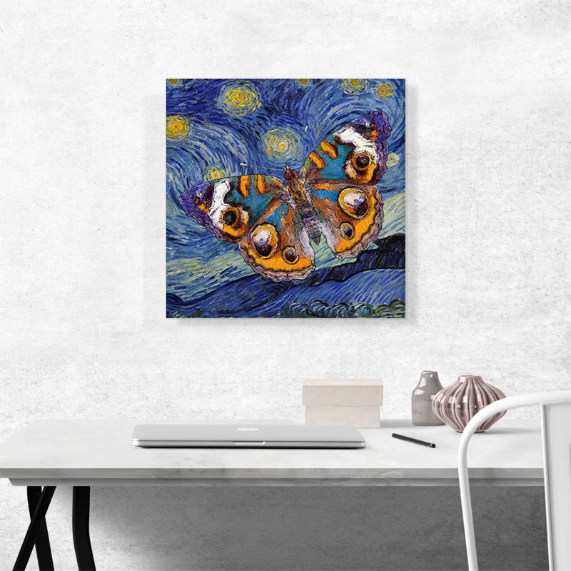 «Starry Night Van Gogh Butterfly», reproduction d'art sur toile tendue, H 18 po x l 18 po x 1,5 po