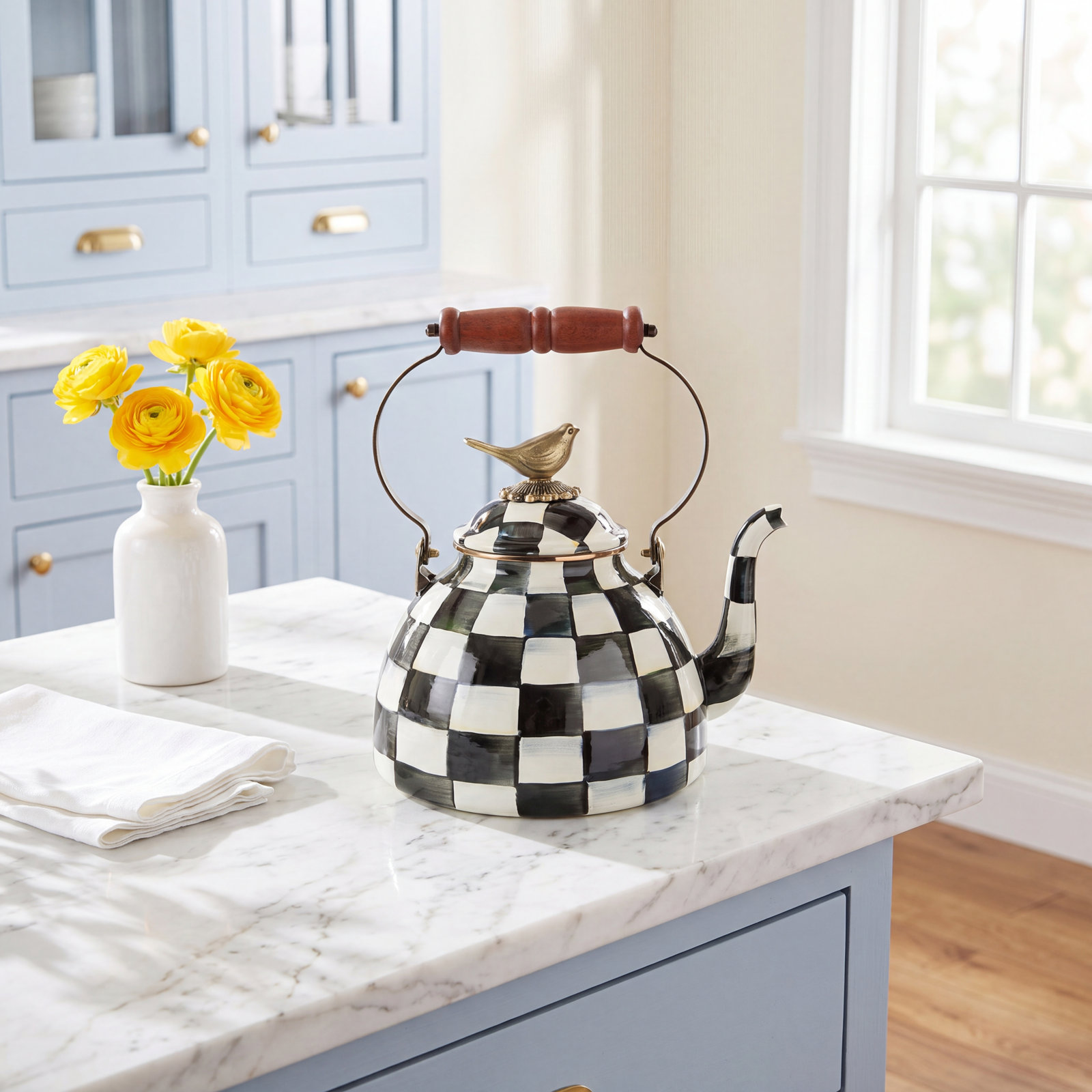MacKenzie-Childs Courtly Check® 3qt Bird Kettle