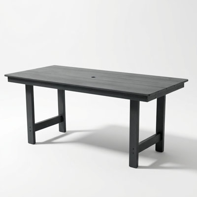 Durable Rectangular Outdoor Dining Table with Umbrella Hole