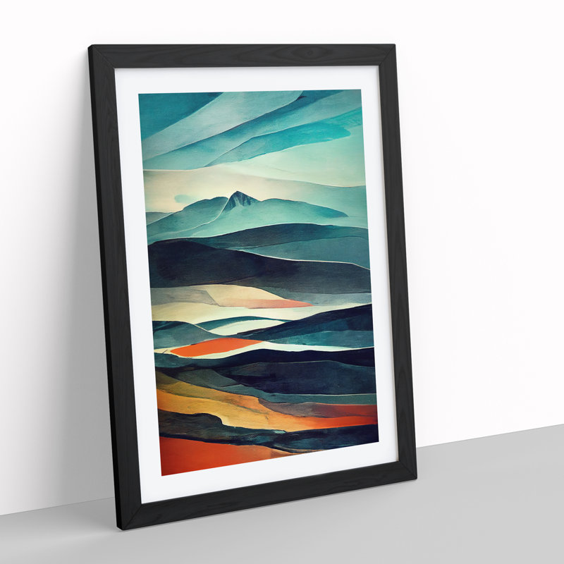 Mountain Landscape Abstract No.2 - Framed Print, Black, 64cm H x 46cm W