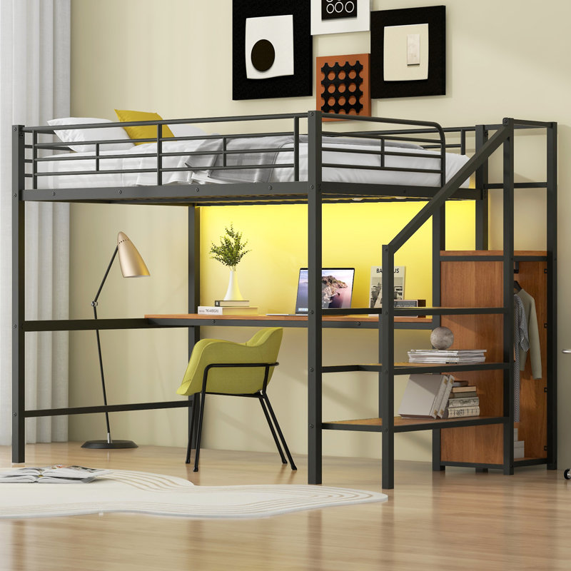 Metal Loft Bed With Desk