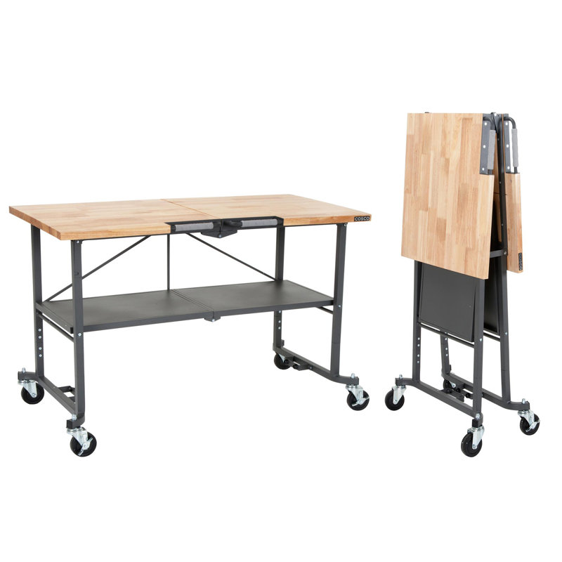 SmartFold Portable Workbench/Folding Utility Table, Light Brown/Black