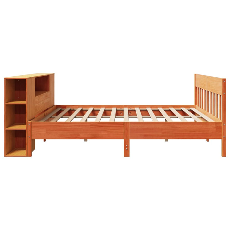 Monango Solid Wood Bed, 140 x 190 cm, Wax Brown