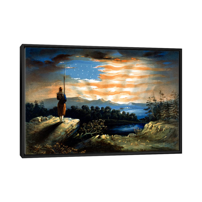 Reproduction d'art graphique sur toile, H 18 po x l 26 po x P 1,5 po, Toile avec cadre noir, Pas de tapis