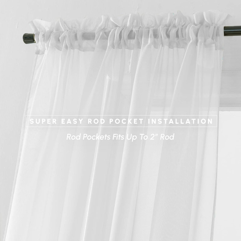 Yaelle Semi Sheer Curtain Pair, 60" W x 84" L, White