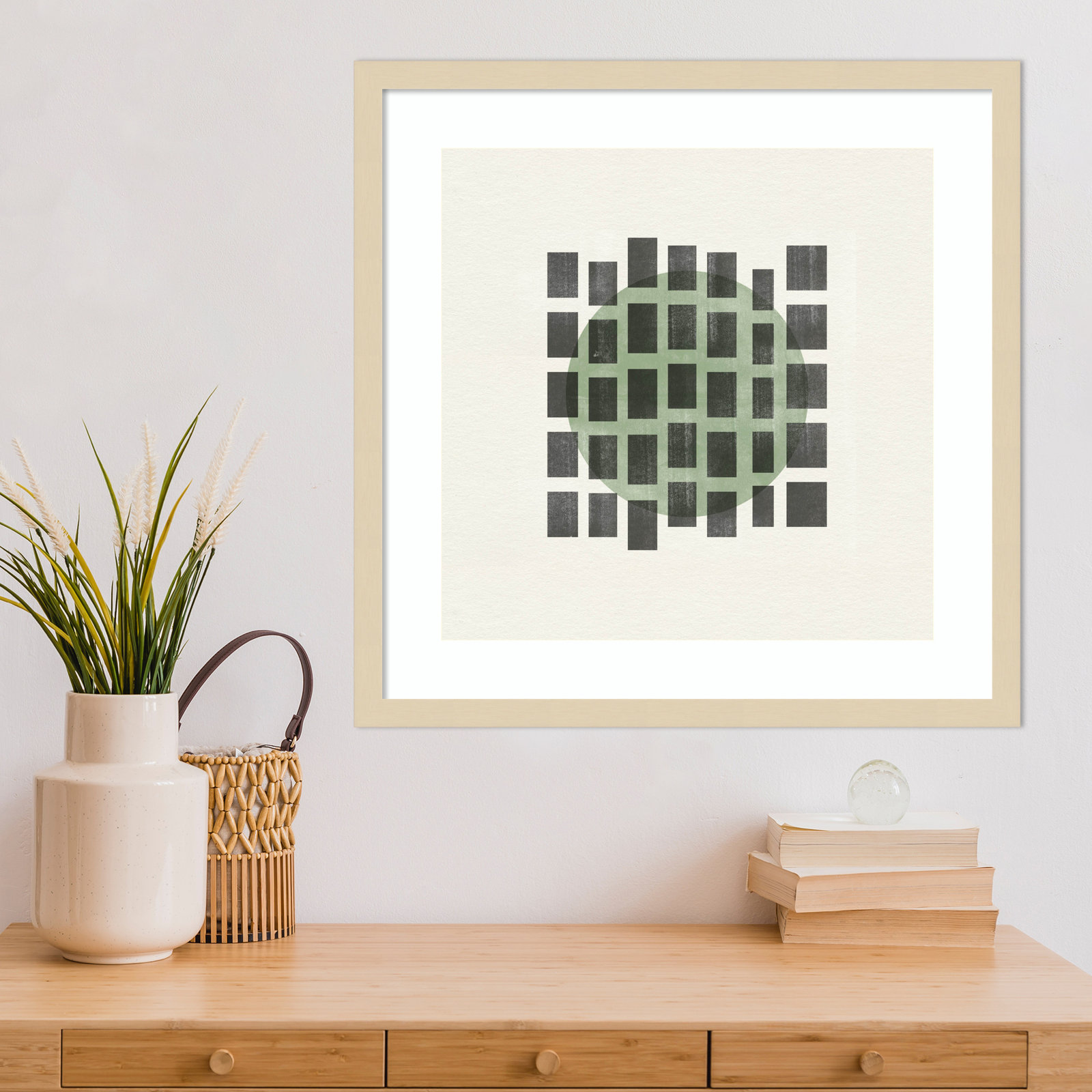 Minimalist Japandi 01 by The MIUUS STUDIO Wood Framed Wall Art Print, Brown, 21" H x 21" W