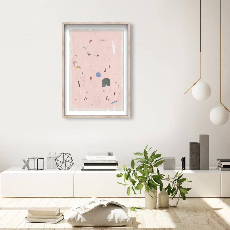 Oliver Gal Pieces of Me Blush Abstract - Luxury Shadowbox Framed Wall Art, 38" H x 26" W, Cream
