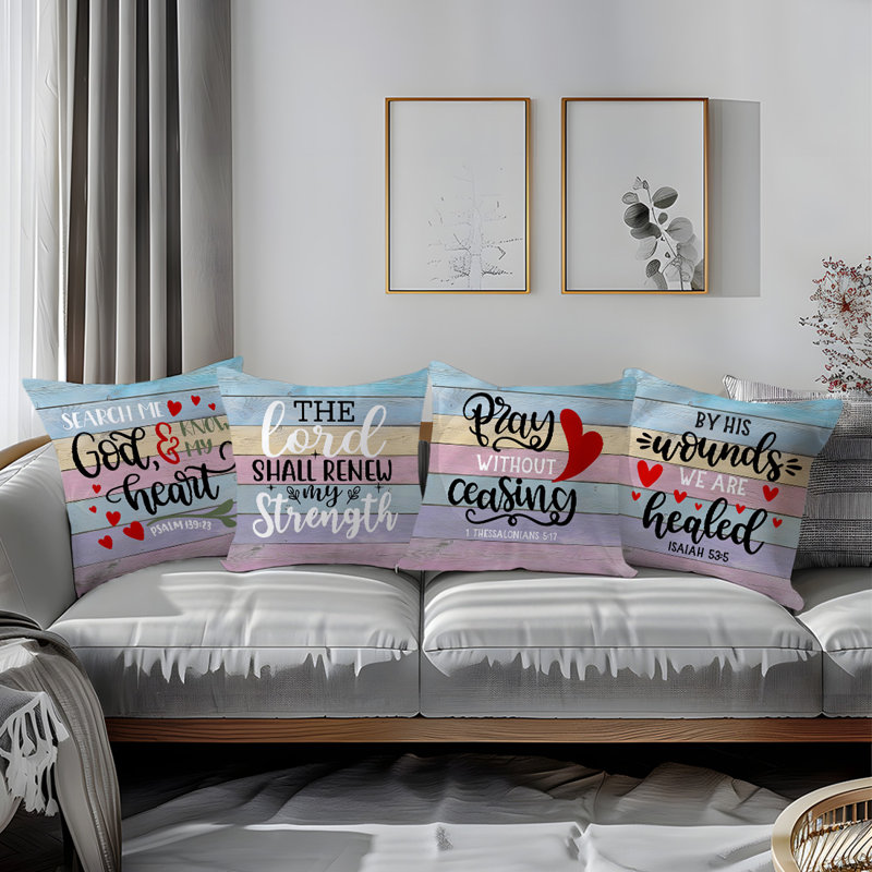 4 Pcs Bible Inspirational Texts Pattern Decorative Pillow Covers