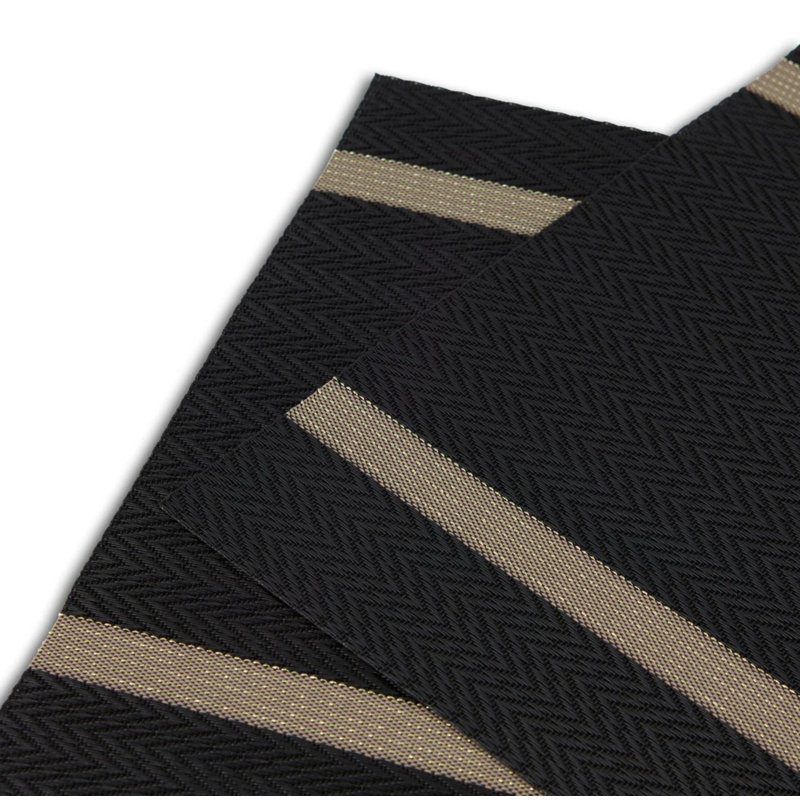 Ensemble de 6 napperons réversibles en vinyle tissé à paillettes Ebern Designs Zulmira, Noir / or