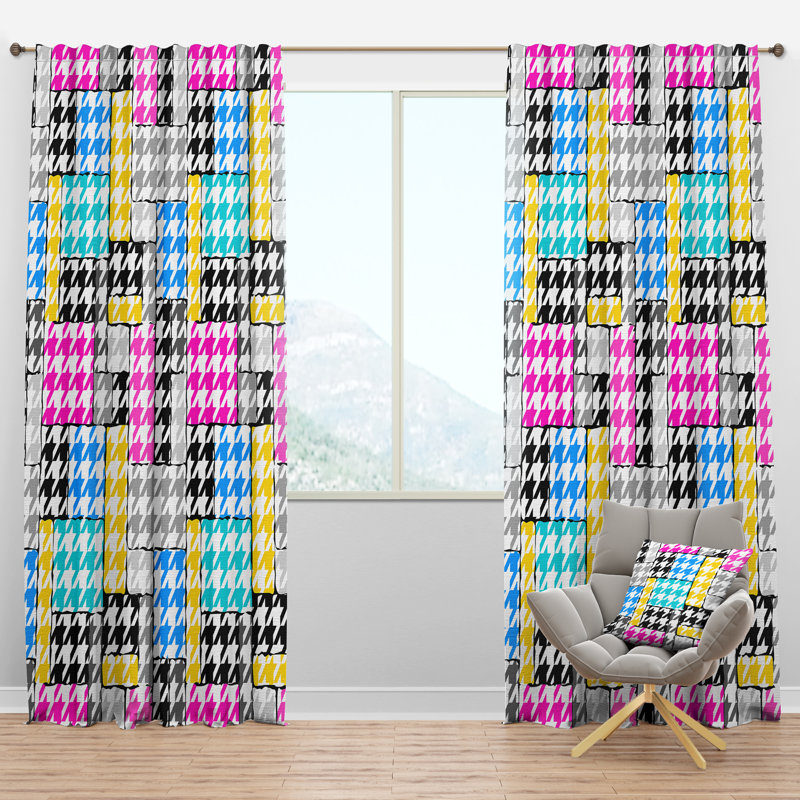 Panneau de rideau simple semi-diaphane avec passe-tringle Mid-Century, l 52 po x L 108 po