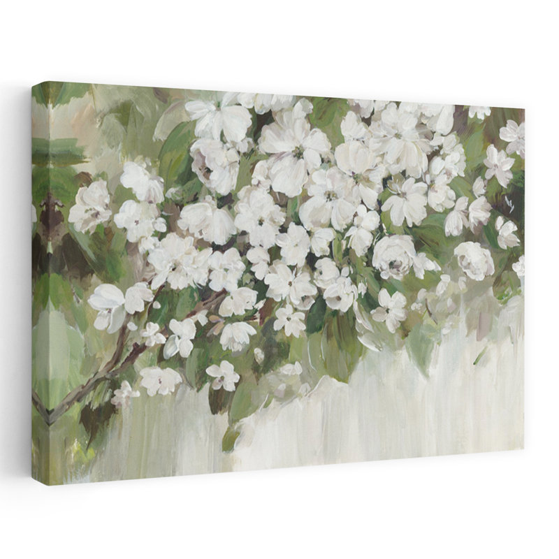 Art de printemps blanc nature délicat et serein, H 40 po x l 60 po