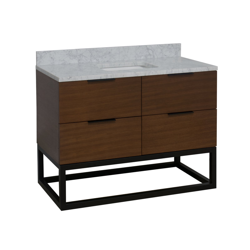 Meuble-lavabo simple autoportant 48 po avec plateau en marbre Chibuzor