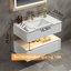 Meuble-lavabo simple mural moderne en bois massif de 36 po avec plateau en marbre et lumière-424624448
