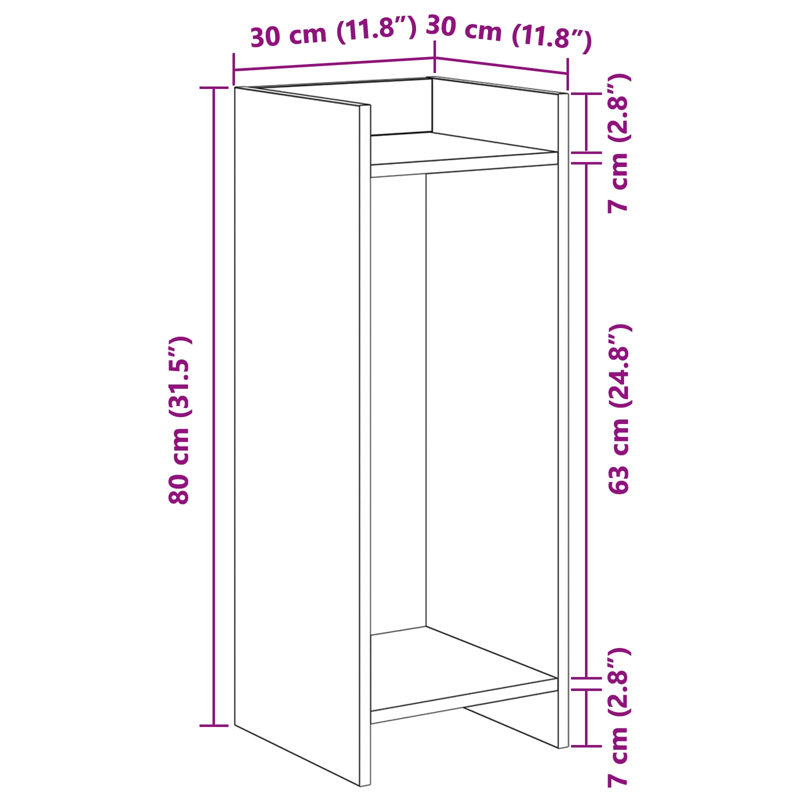 Plant Stand, 80cm H x 30cm W x 30cm D, Grey Sonoma