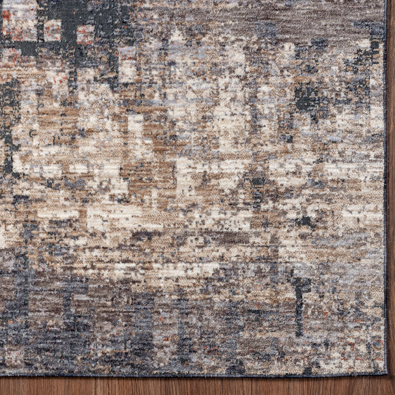 5 Abstract Area Rug in Charcoal/Gray, Rectangle 9'6" x 13'