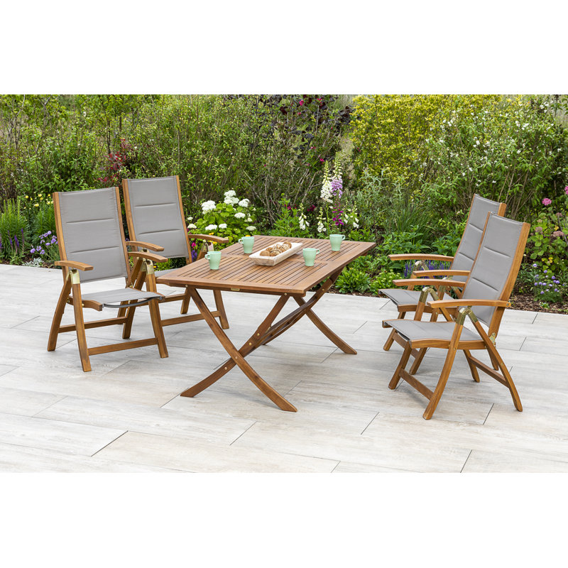 Brittini 4 - Person Wood Patio Dining Set with Rectangular Table