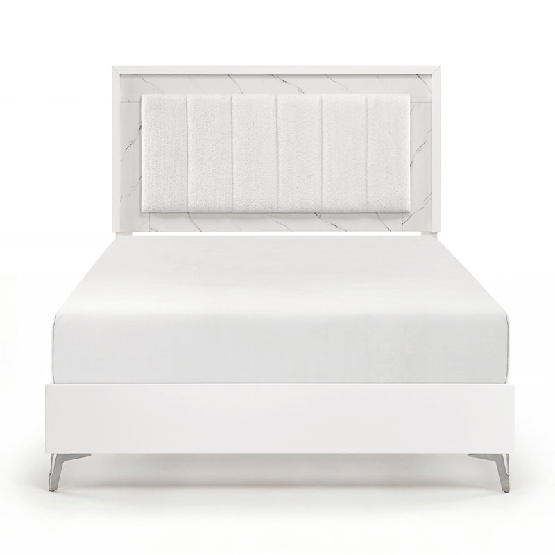 Upholstered Queen Panel Bed With LED Light