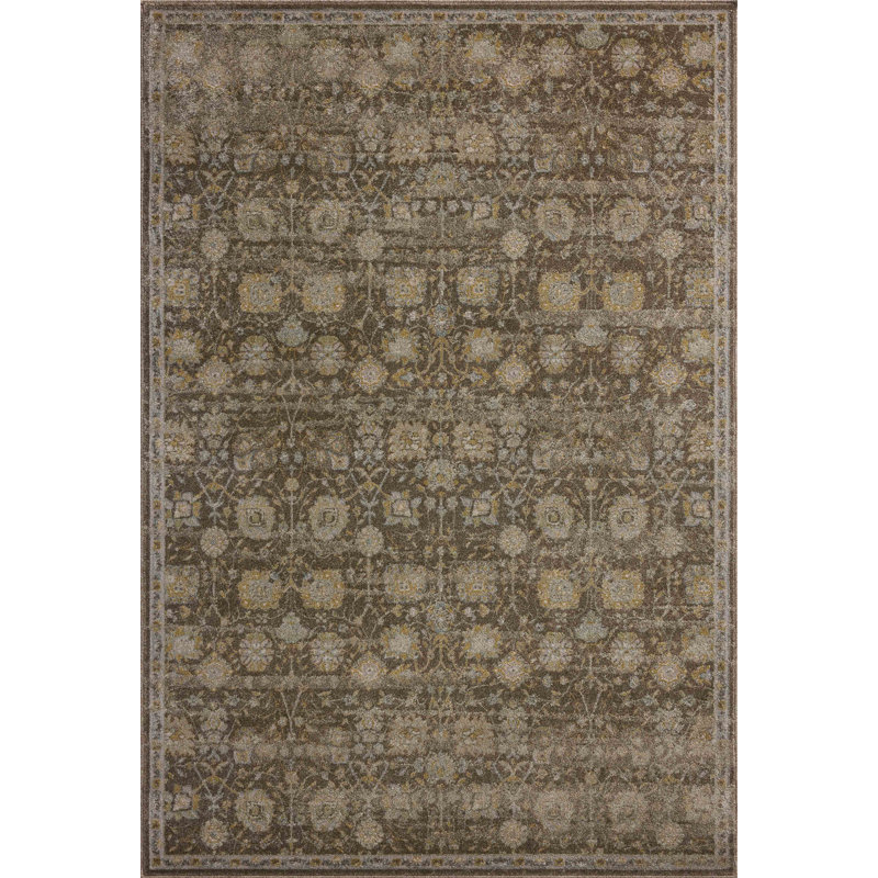 Tapis écorce / naturel Magnolia Home par Joanna Gaines x Loloi Mona, Rectangle 11 pi 6 po x 15 pi 6 po