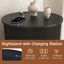 Table de chevet cylindrique de style Mid-Century avec station de recharge-1902433675