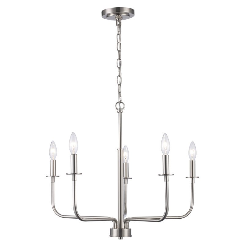 Popem - Luminaire suspendu de style bougie empire, Nickel brossé, H 80,5 po x l 24 po x P 24 po, 5