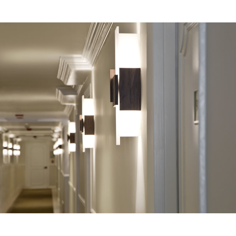 1 - Light LED Flush Mounted Sconce, Dark Stained, 3500K (Cool)