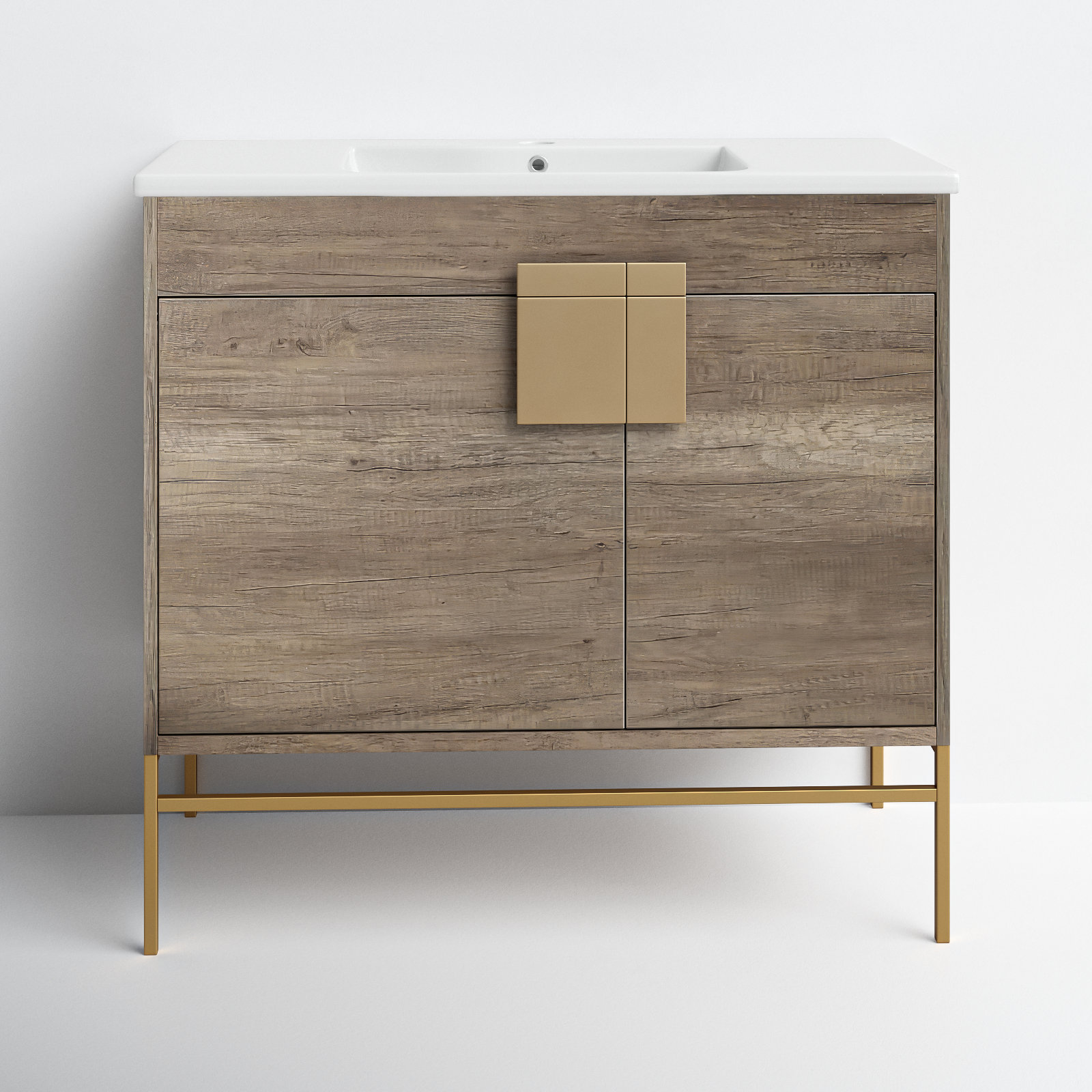 Maisie 36'' Single Bathroom Vanity, Satin Brass, Gray