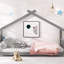 Lit simple en bois, gris, lit