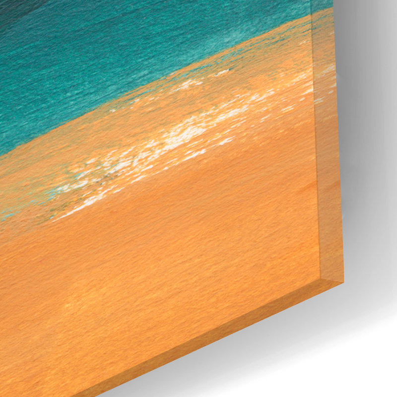  «Aqua and Orange 2» par Annie Warren, art mural en verre acrylique, 24 po x 36 po, H 16 po x l 12 po x P 0,13 po