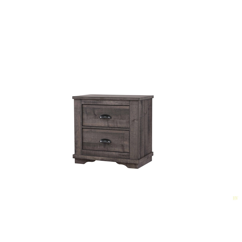 Table de chevet contemporaine à 2 tiroirs 1Pc, Gris