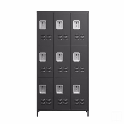 9 Door 72"H Metal Lockers With Lock For Employees,School,Office,Gym,Bedroom,Storage Locker Cabinet,Gray