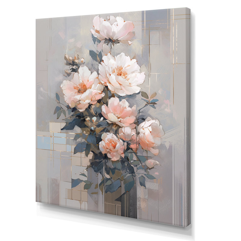 Sérénade rose de pivoines sur toile, H 44 po x l 34 po x P 1,5 po, Toile tendue