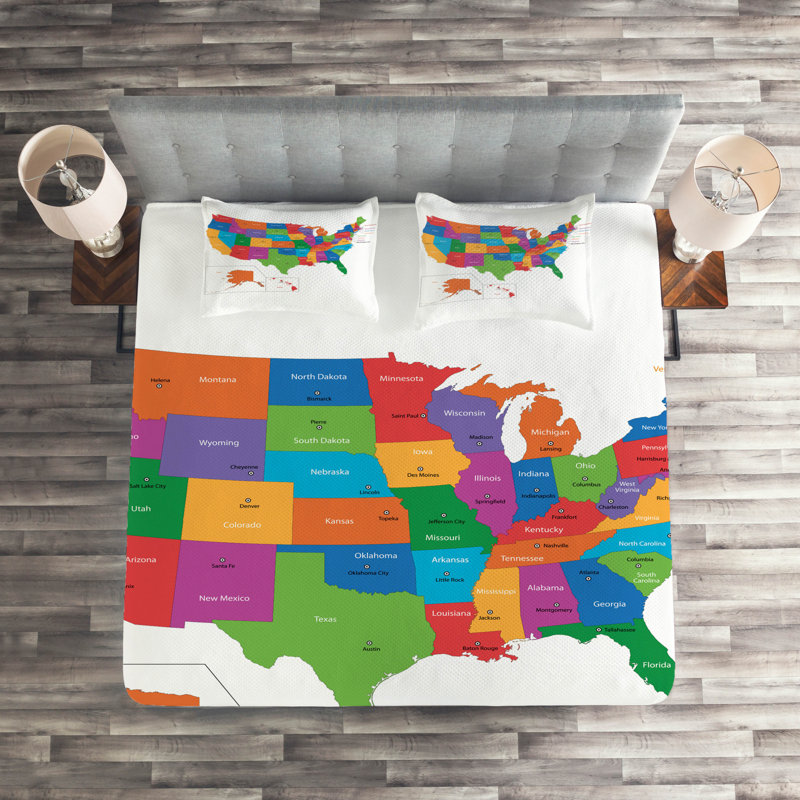 Wanderlust Eclectic Polyester Coverlet, King Bedspread + 2 Shams