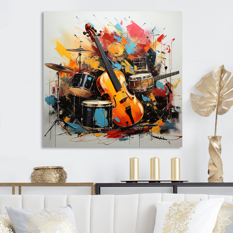 «Music Vibrant Rhythms Bold», art mural musical, Toile tendue, H 16 po x l 16 po x P 1 po