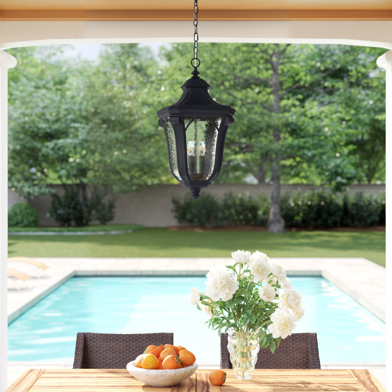 Trafalgar 3 -Bulb 24.75" H Outdoor Hanging Lantern, Museum Black, Incandescent, No