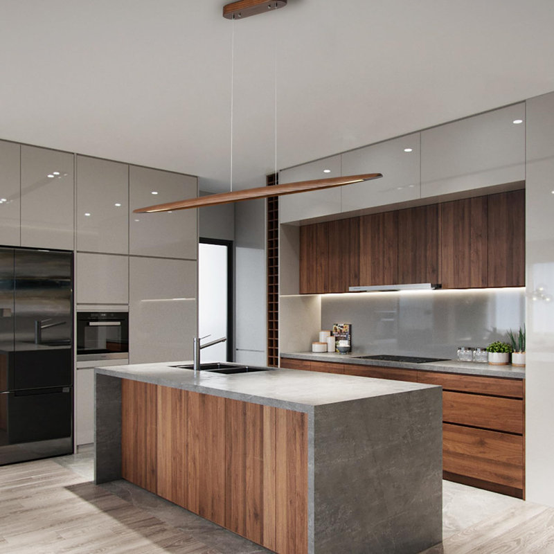 Teyden 1-Light LED Kitchen Island Pendant, Brown