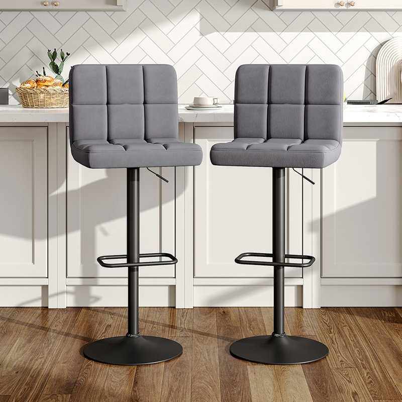 Upholstered Counter Stool with Solid Wood Frame