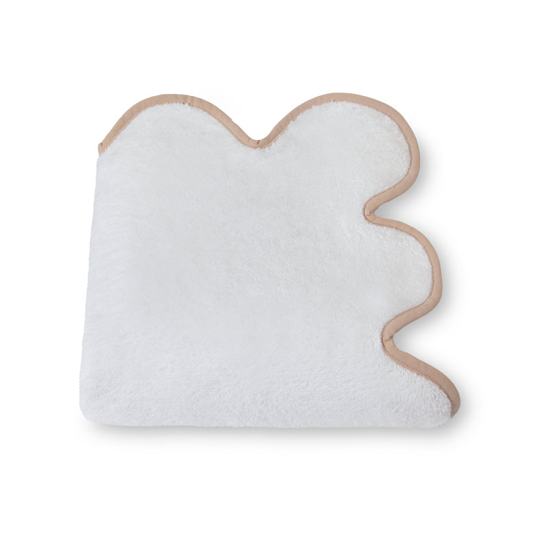 Scalloped Hand Towel, White/Brown, Hand Towel