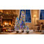 3-Set Pre-Lit Flocked Christmas Tree with Unique Flocked Textured Tips, 235 Warm White & Multi-Color LED Lights, Multiple Lighting Modes and Rustic Burlap Pot Base