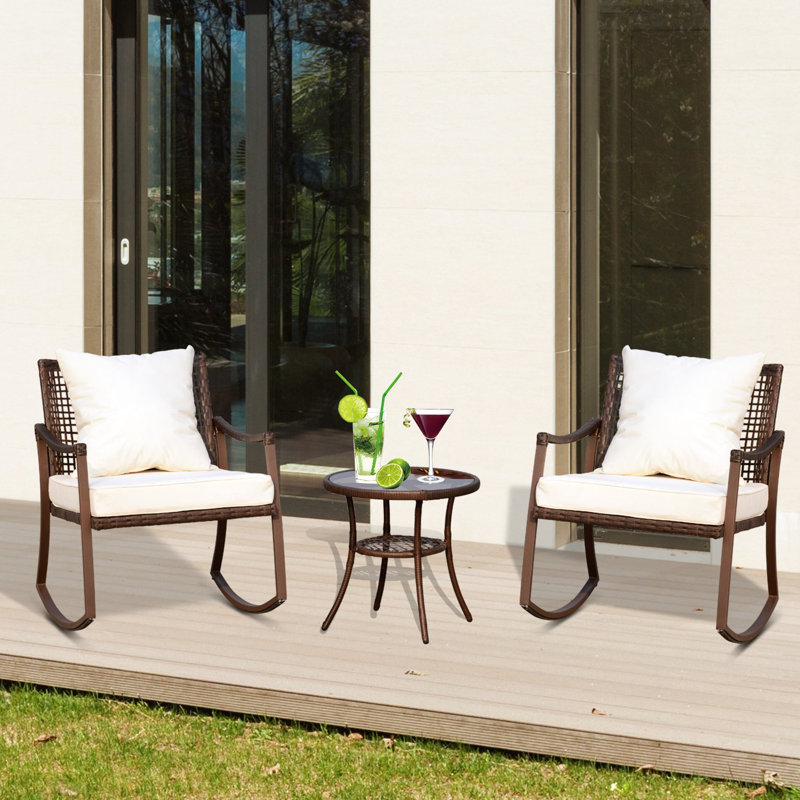 Aaleiyah 2 - Person Patio Dining Set with Round Table , Cushions Included