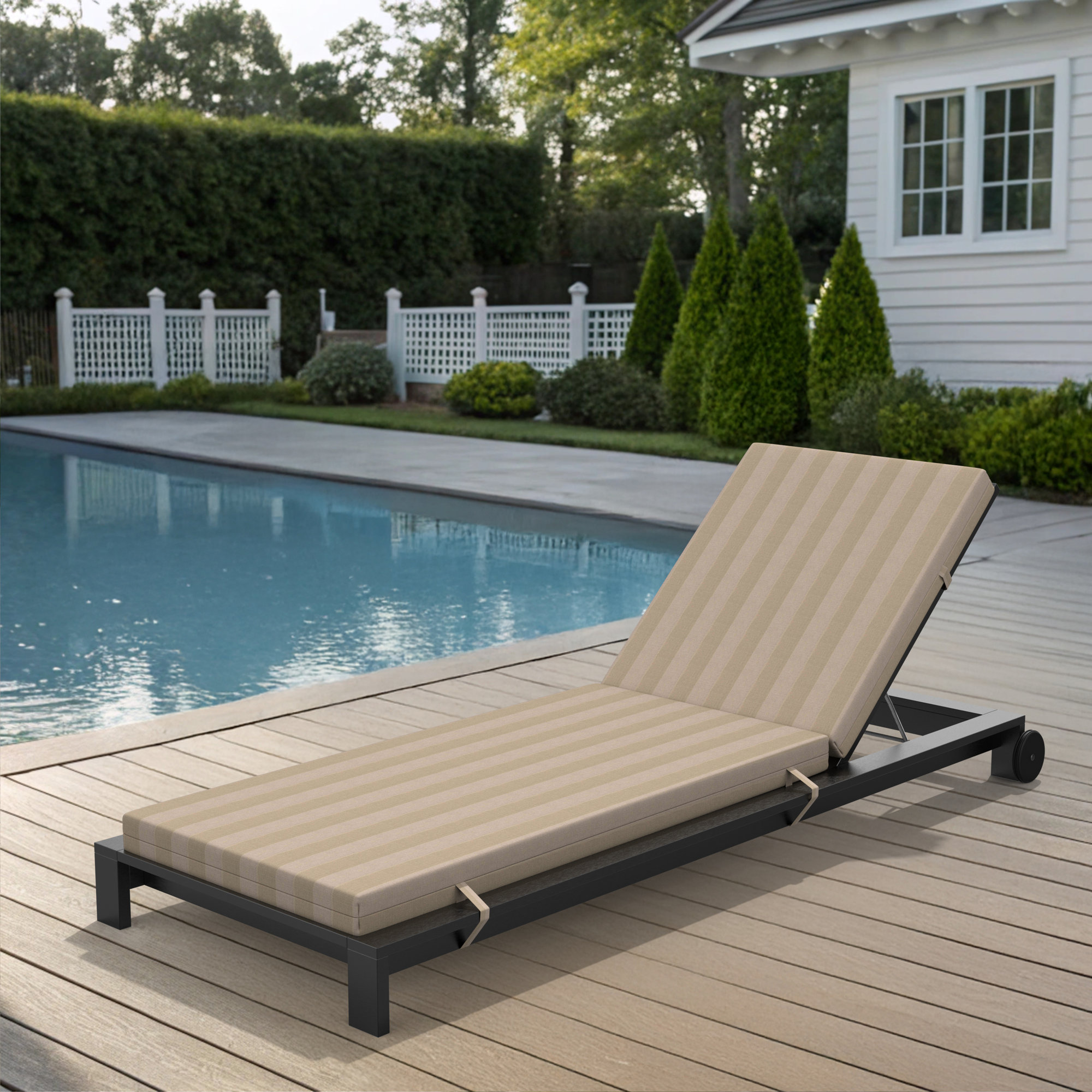 Lani Sunbrella Outdoor Chaise Lounge Cushion, Expressive Sparrow, 25" W x 50" D