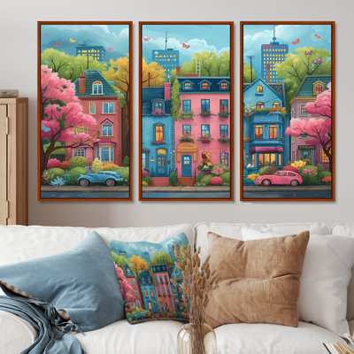Ensemble de décoration murale rose Toronto Cityscape View III - City Toronto