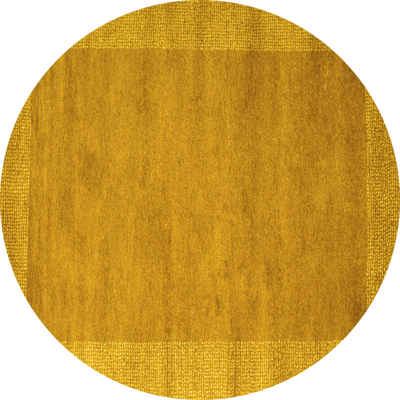 Tapis contemporains jaunes lavables à la machine 660, Rond 6 pi
