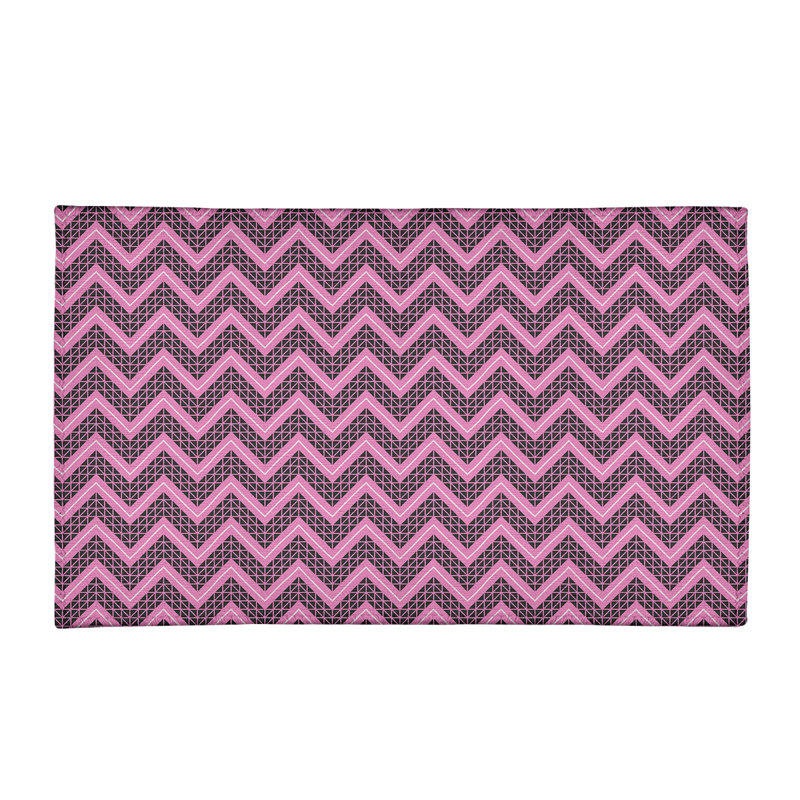 Tapis à chevrons rose/noir à droite inversé, Rectangle 3 pi x 5 pi
