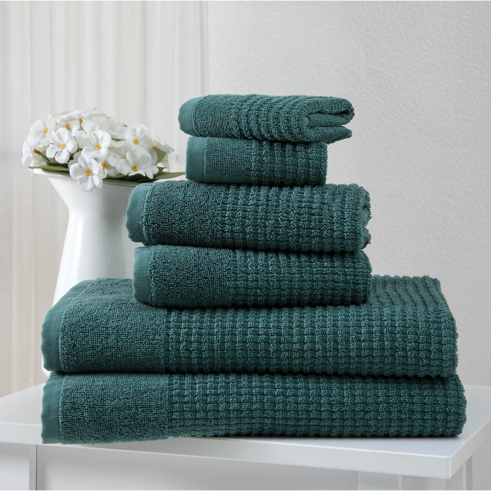 Earline 6-Piece Turkish Cotton Towel Set, Green
