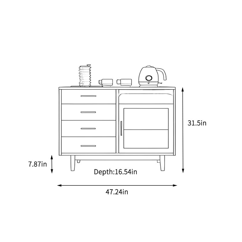 Armoire de rangement multifonctionnelle pour le salon, H 31,5 po x l 47,24 po x P 16,54 po