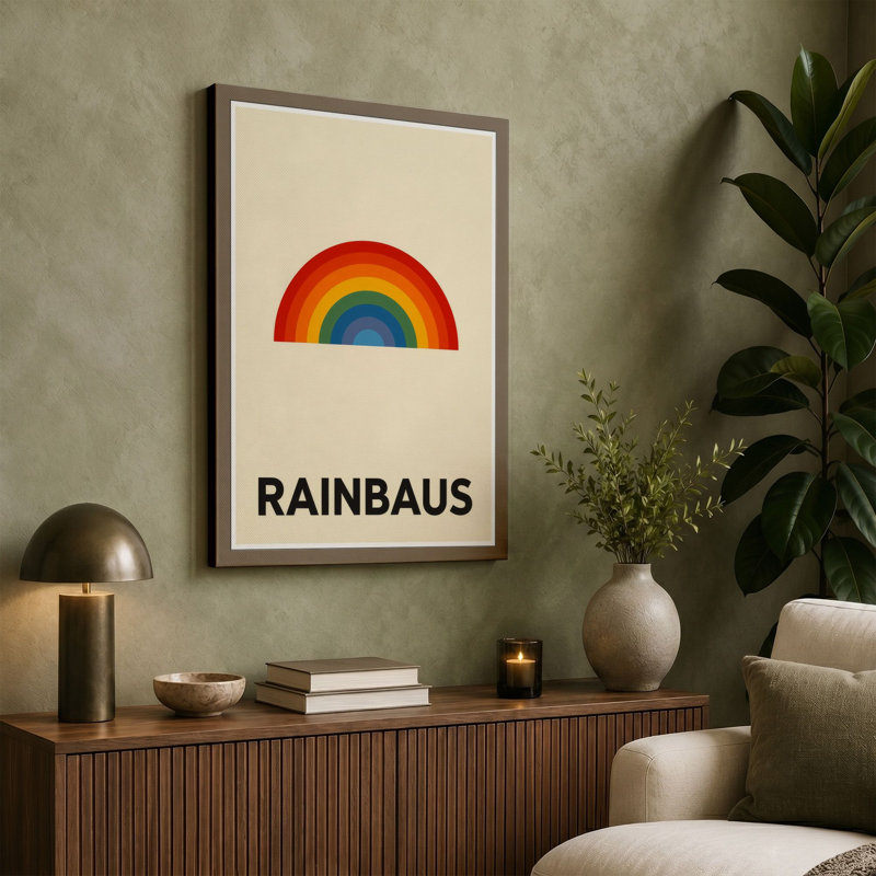 Rainbaus Modernist Geometric - Wrapped Canvas, 30x20 - 76.2 x 50.8 cm, Taupe Border