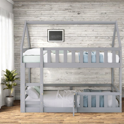 Lits simples superposés durables au-dessus de lits simples, structure en bois pour salle familiale ludique
