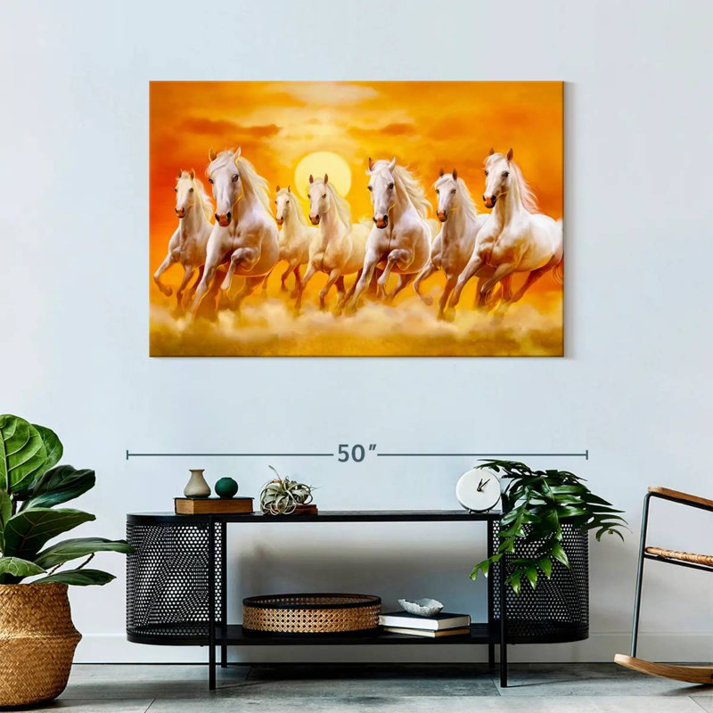 Seven Running Horses Canvas Print, 30" H x 45" W x 1.25" D