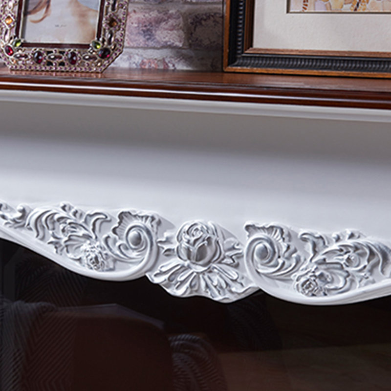 White Solid Wood Electric Fireplace, White