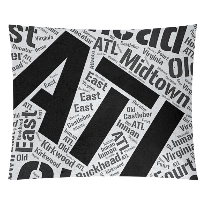 Tapisserie de polyester districts, art word, Noir, H 68 po x l 80 po, Atlanta